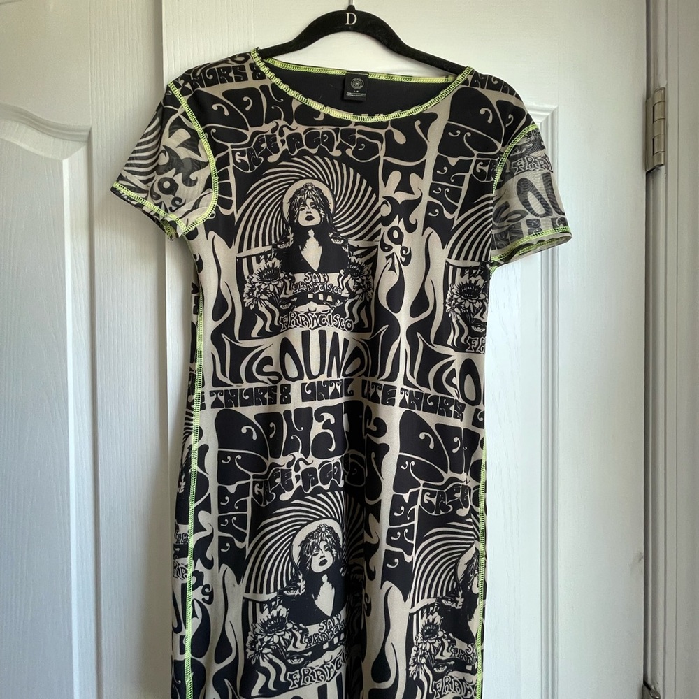 Urban Outfitters Graphic Black and Cream Dress